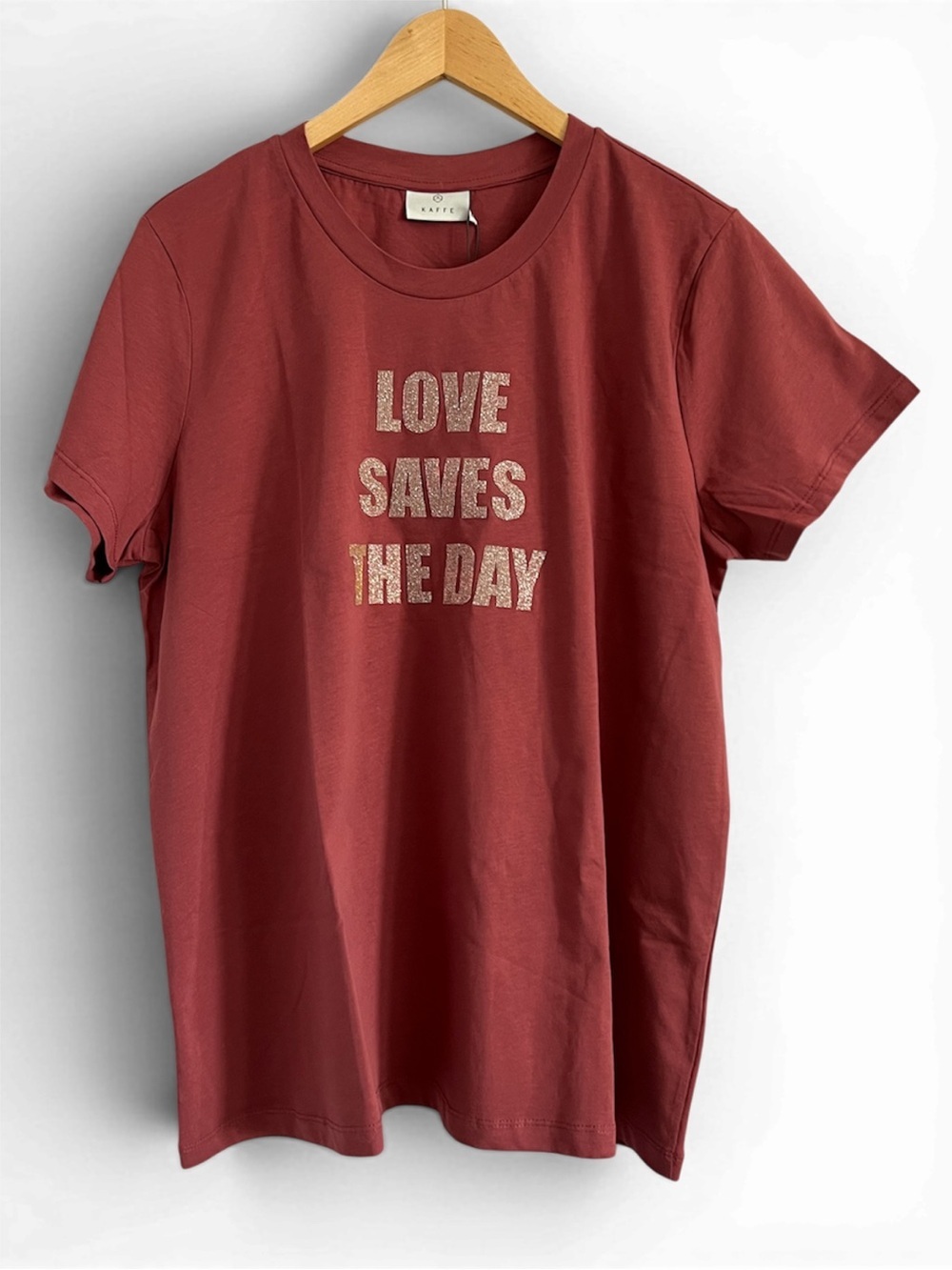 NWT Kaffe Love Saves The Day Graphic Tee XXL Rose Pink T-Shirt